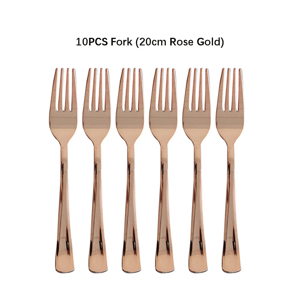 Couverts Jetables Dorés et Or rose – Set Élégant pour Souccot (10 pièces)
