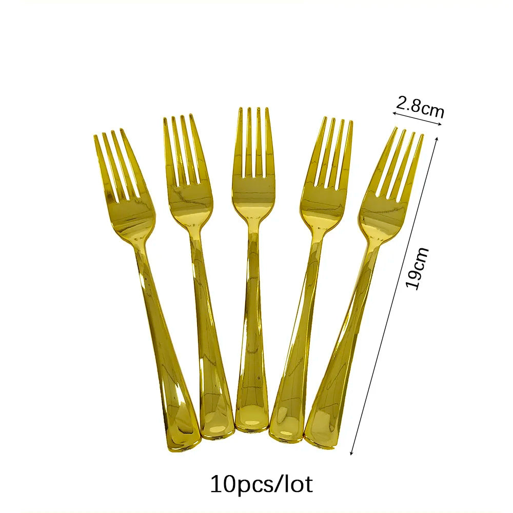 Couverts Jetables Dorés et Or rose – Set Élégant pour Souccot (10 pièces)