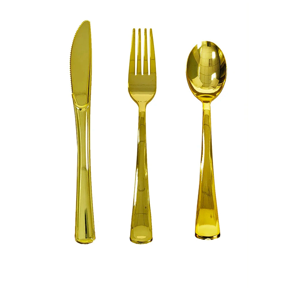 Couverts Jetables Dorés et Or rose – Set Élégant pour Souccot (10 pièces)