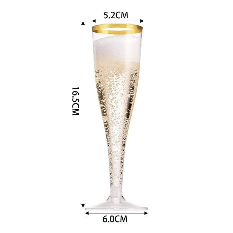 Lot de Flûtes à Champagne Élégantes – Transparentes & Pailletées Or/Argent – Jetables Chic pour Souccot