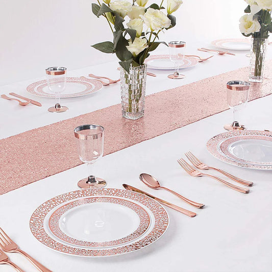 Couverts Jetables Dorés et Or rose – Set Élégant pour Souccot  (10 pièces)
