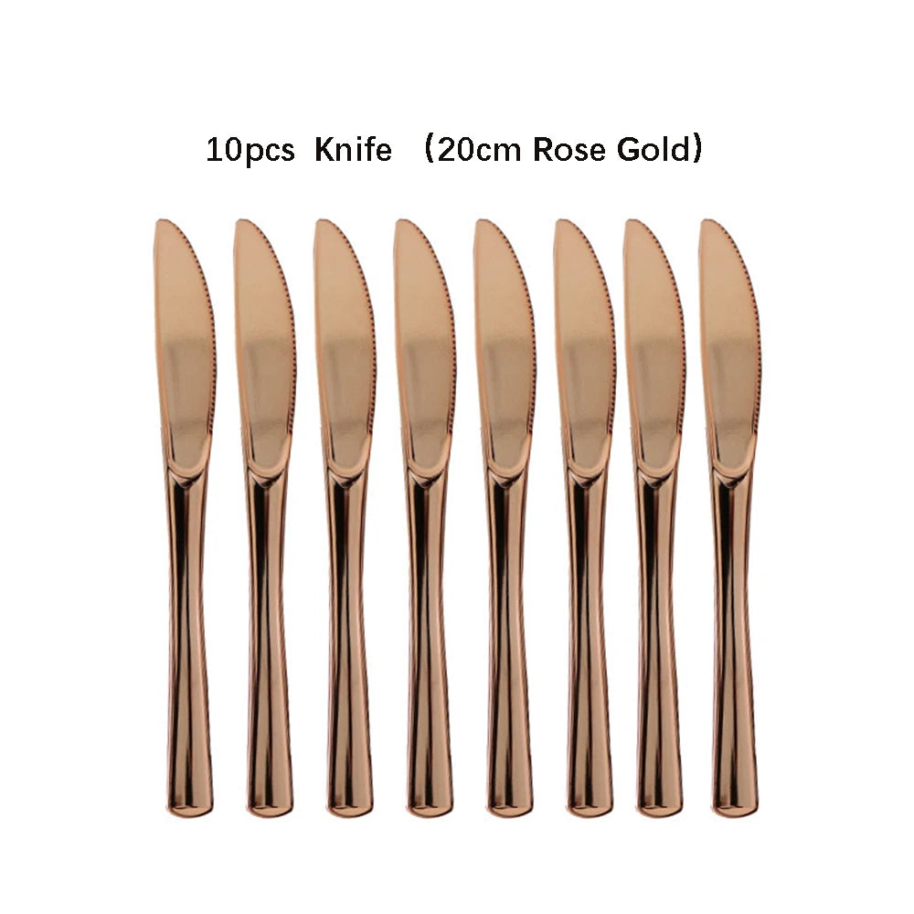 Couverts Jetables Dorés et Or rose – Set Élégant pour Souccot  (10 pièces)