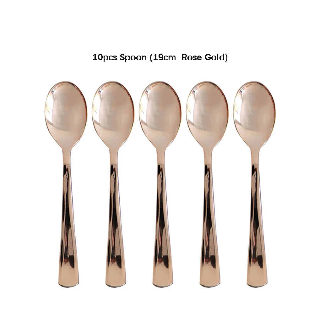 Couverts Jetables Dorés et Or rose – Set Élégant pour Souccot  (10 pièces)