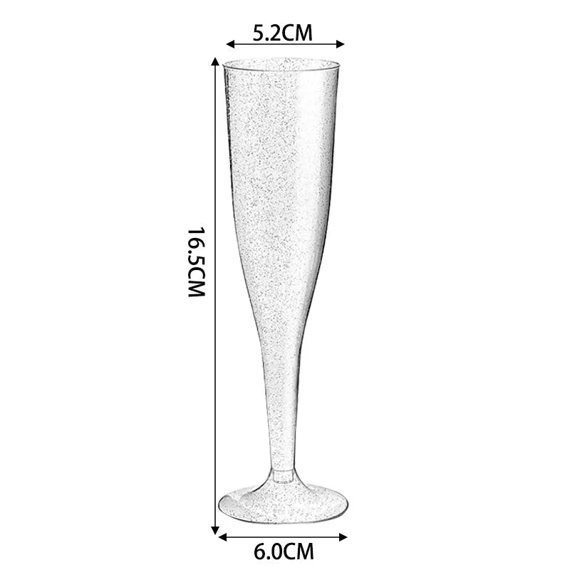Lot de Flûtes à Champagne Élégantes – Transparentes & Pailletées Or/Argent –  Jetables Chic pour Souccot