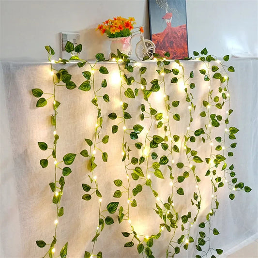 Guirlande lumineuse à feuilles vertes – Décoration Souccah & maison