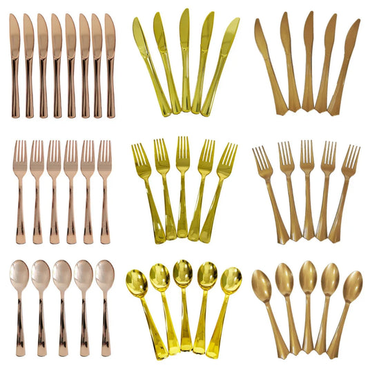Couverts Jetables Dorés et Or rose – Set Élégant pour Souccot  (10 pièces)