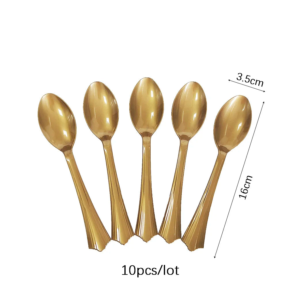 Couverts Jetables Dorés et Or rose – Set Élégant pour Souccot  (10 pièces)
