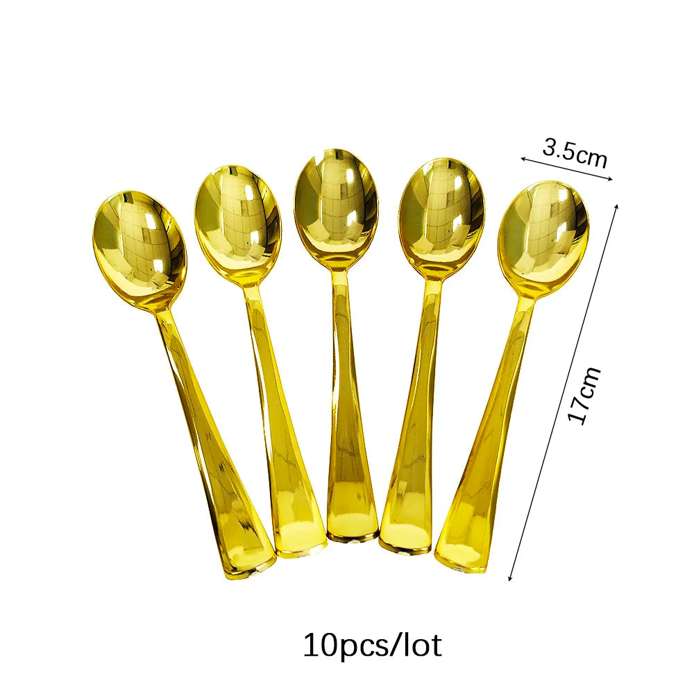 Couverts Jetables Dorés et Or rose – Set Élégant pour Souccot  (10 pièces)