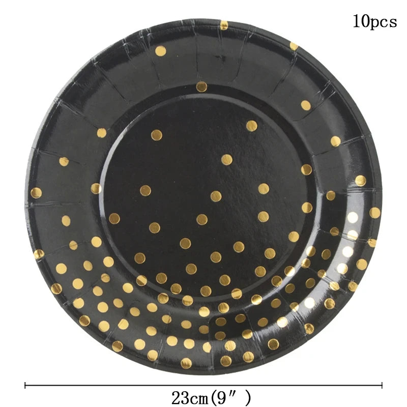 Pack Standard Souccah Noir & Or – Vaisselle jetable élégante pour vos repas de fête
