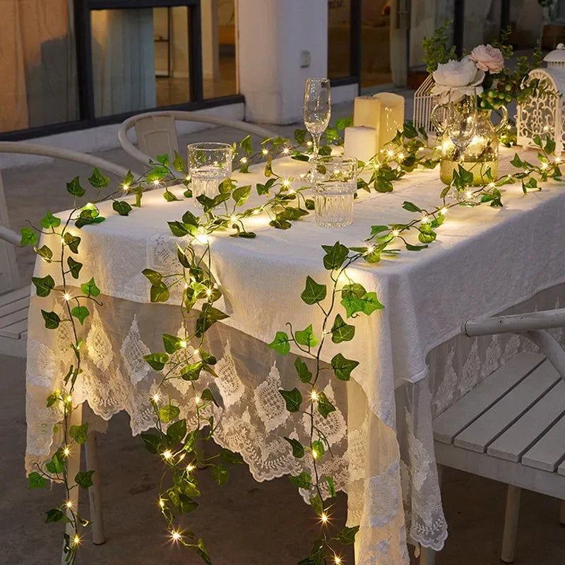 Guirlande lumineuse à feuilles vertes – Décoration Souccah & maison