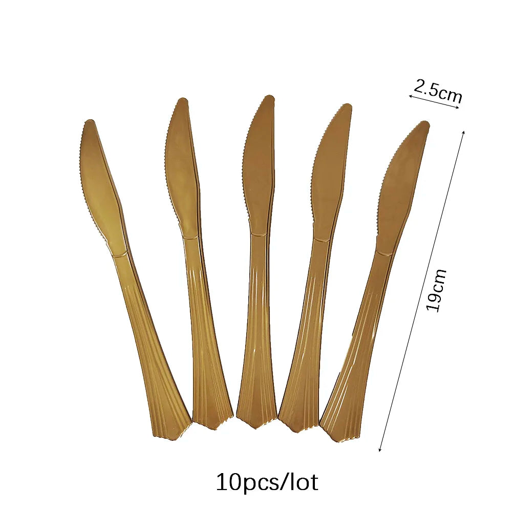 Couverts Jetables Dorés et Or rose – Set Élégant pour Souccot  (10 pièces)