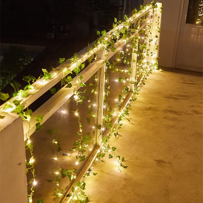 Guirlande lumineuse à feuilles vertes – Décoration Souccah & maison