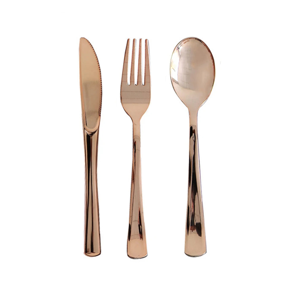 Couverts Jetables Dorés et Or rose – Set Élégant pour Souccot  (10 pièces)