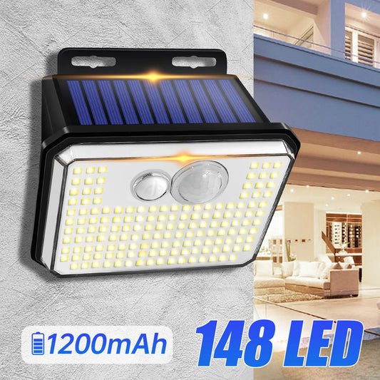 Lampe Solaire Extérieure 148 LED – Éclairage Puissant & Automatique pour Souccah et  le Jardin