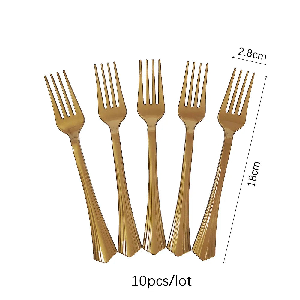 Couverts Jetables Dorés et Or rose – Set Élégant pour Souccot  (10 pièces)