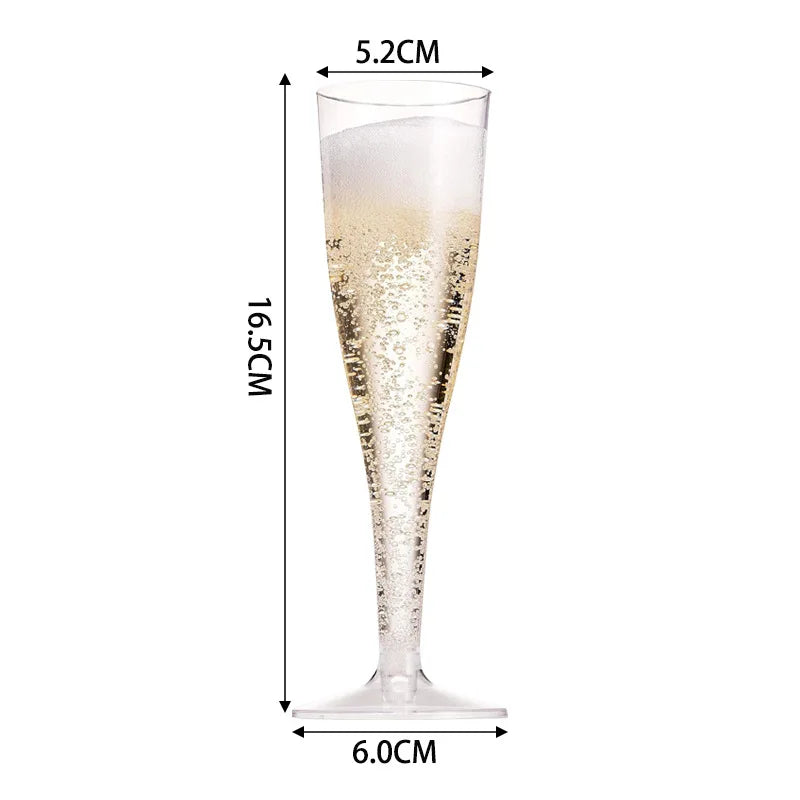 Lot de Flûtes à Champagne Élégantes – Transparentes & Pailletées Or/Argent –  Jetables Chic pour Souccot
