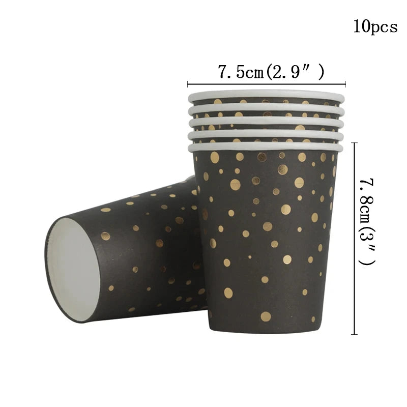 Pack Standard Souccah Noir & Or – Vaisselle jetable élégante pour vos repas de fête